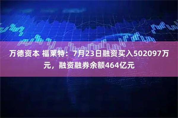 万德资本 福莱特：7月23日融资买入502097万元，融资融券余额464亿元