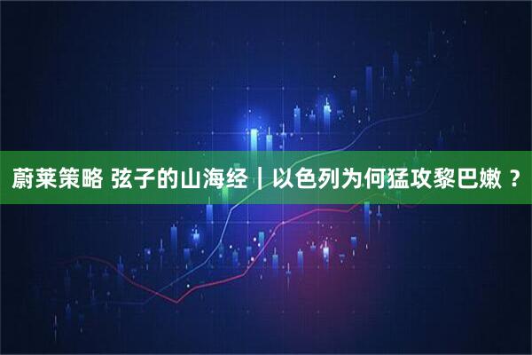 蔚莱策略 弦子的山海经｜以色列为何猛攻黎巴嫩 ？